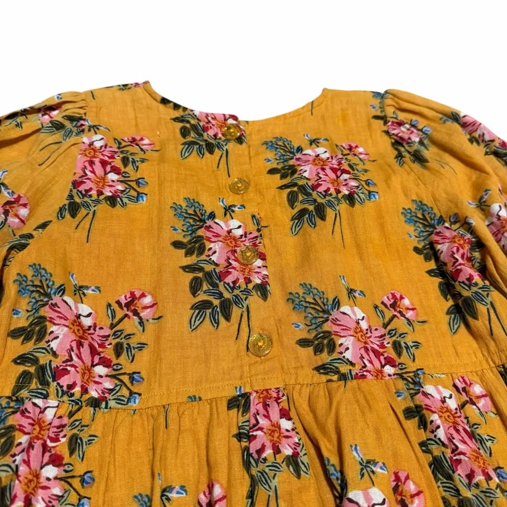 NWT Pink Chicken Girls Inca Gold Franken Floral Evelyn Dress | Size 8Y